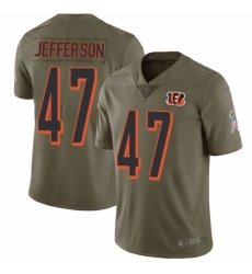 Men's Nike Cincinnati Bengals #47 Malik Jefferson Limited Olive 2017 Salute to Service NFL Jersey