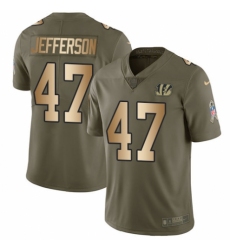 Men's Nike Cincinnati Bengals #47 Malik Jefferson Limited Olive/Gold 2017 Salute to Service NFL Jersey