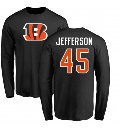 NFL Nike Cincinnati Bengals #45 Malik Jefferson Black Name & Number Logo Long Sleeve T-Shirt