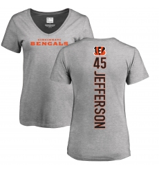 NFL Women's Nike Cincinnati Bengals #45 Malik Jefferson Ash Backer V-Neck T-Shirt