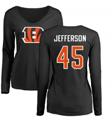 NFL Women's Nike Cincinnati Bengals #45 Malik Jefferson Black Name & Number Logo Long Sleeve T-Shirt