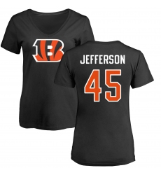 NFL Women's Nike Cincinnati Bengals #45 Malik Jefferson Black Name & Number Logo T-Shirt