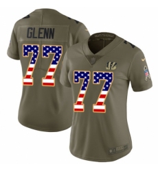 Women's Nike Cincinnati Bengals #77 Cordy Glenn Limited Olive/USA Flag 2017 Salute to Service NFL Jersey