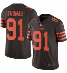 Men's Nike Cleveland Browns #91 Chad Thomas Elite Brown Rush Vapor Untouchable NFL Jersey