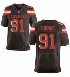 Men's Nike Cleveland Browns #91 Chad Thomas Elite Brown Team Color NFL Jersey