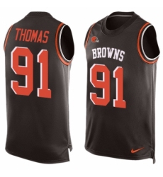 Men's Nike Cleveland Browns #91 Chad Thomas Limited Brown Player Name & Number Tank Top NFL Jersey