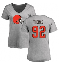 NFL Women's Nike Cleveland Browns #92 Chad Thomas Ash Name & Number Logo T-Shirt