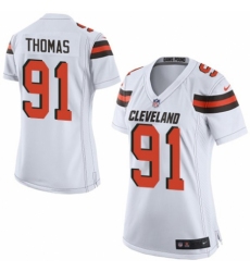 Women's Nike Cleveland Browns #91 Chad Thomas Game White NFL Jersey