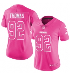 Women's Nike Cleveland Browns #92 Chad Thomas Limited Pink Rush Fashion NFL Jersey