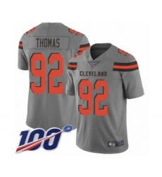 Youth Cleveland Browns #92 Chad Thomas Limited Gray Inverted Legend 100th Season Football Jersey