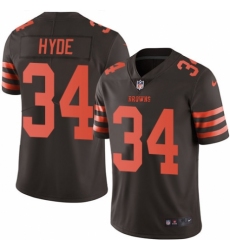 Men's Nike Cleveland Browns #34 Carlos Hyde Elite Brown Rush Vapor Untouchable NFL Jersey