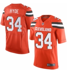 Men's Nike Cleveland Browns #34 Carlos Hyde Elite Orange Alternate NFL Jersey