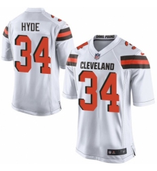 Men's Nike Cleveland Browns #34 Carlos Hyde Game White NFL Jersey