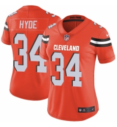 Women's Nike Cleveland Browns #34 Carlos Hyde Orange Alternate Vapor Untouchable Elite Player NFL Jersey