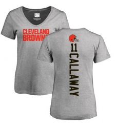 NFL Women's Nike Cleveland Browns #11 Antonio Callaway Ash Backer V-Neck T-Shirt