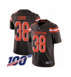 Men's Cleveland Browns #38 T. J. Carrie Brown Team Color Vapor Untouchable Limited Player 100th Season Football Jersey