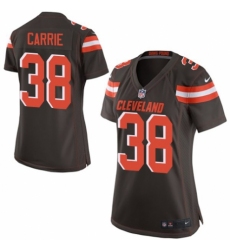 Women's Nike Cleveland Browns #38 T. J. Carrie Game Brown Team Color NFL Jersey