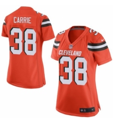 Women's Nike Cleveland Browns #38 T. J. Carrie Game Orange Alternate NFL Jersey
