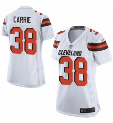 Women's Nike Cleveland Browns #38 T. J. Carrie Game White NFL Jersey