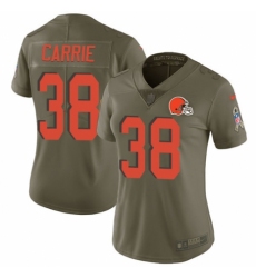 Women's Nike Cleveland Browns #38 T. J. Carrie Limited Olive 2017 Salute to Service NFL Jersey