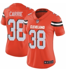 Women's Nike Cleveland Browns #38 T. J. Carrie Orange Alternate Vapor Untouchable Elite Player NFL Jersey