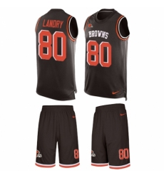 Men's Nike Cleveland Browns #80 Jarvis Landry Limited Brown Tank Top Suit NFL Jersey