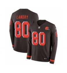 Youth Nike Cleveland Browns #80 Jarvis Landry Limited Brown Therma Long Sleeve NFL Jersey