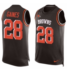 Men's Nike Cleveland Browns #28 E.J. Gaines Limited Brown Player Name & Number Tank Top NFL Jersey