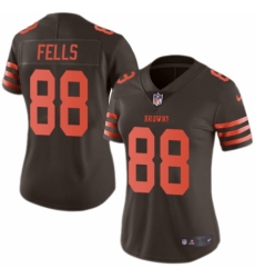 Women's Nike Cleveland Browns #88 Darren Fells Limited Brown Rush Vapor Untouchable NFL Jersey