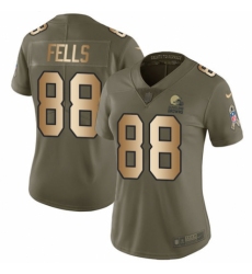 Women's Nike Cleveland Browns #88 Darren Fells Limited Olive/Gold 2017 Salute to Service NFL Jersey