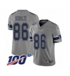 Men's Dallas Cowboys #86 Dalton Schultz Limited Gray Inverted Legend 100th Season Football Jersey