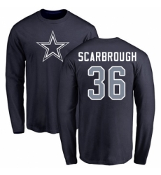 NFL Nike Dallas Cowboys #36 Bo Scarbrough Navy Blue Name & Number Logo Long Sleeve T-Shirt