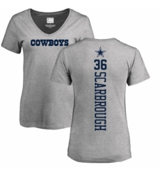 NFL Women's Nike Dallas Cowboys #36 Bo Scarbrough Ash Backer V-Neck T-Shirt