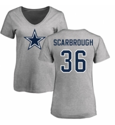 NFL Women's Nike Dallas Cowboys #36 Bo Scarbrough Ash Name & Number Logo Slim Fit T-Shirt