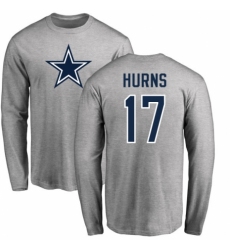 NFL Nike Dallas Cowboys #17 Allen Hurns Ash Name & Number Logo Long Sleeve T-Shirt