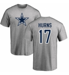 NFL Nike Dallas Cowboys #17 Allen Hurns Ash Name & Number Logo T-Shirt