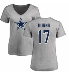 NFL Women's Nike Dallas Cowboys #17 Allen Hurns Ash Name & Number Logo Slim Fit T-Shirt