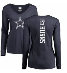 NFL Women's Nike Dallas Cowboys #17 Allen Hurns Navy Blue Backer Slim Fit Long Sleeve T-Shirt