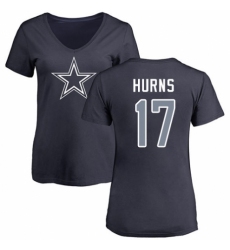 NFL Women's Nike Dallas Cowboys #17 Allen Hurns Navy Blue Name & Number Logo Slim Fit T-Shirt