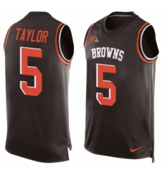 Men's Nike Cleveland Browns #5 Tyrod Taylor Limited Brown Player Name & Number Tank Top NFL Jersey