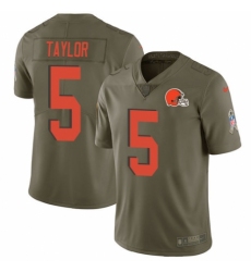 Men's Nike Cleveland Browns #5 Tyrod Taylor Limited Olive 2017 Salute to Service NFL Jersey