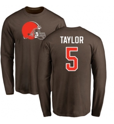 NFL Nike Cleveland Browns #5 Tyrod Taylor Brown Name & Number Logo Long Sleeve T-Shirt