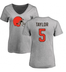 NFL Women's Nike Cleveland Browns #5 Tyrod Taylor Ash Name & Number Logo T-Shirt