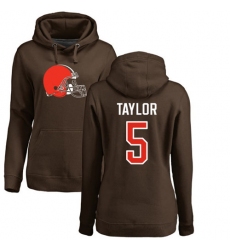 NFL Women's Nike Cleveland Browns #5 Tyrod Taylor Brown Name & Number Logo Pullover Hoodie