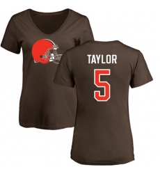 NFL Women's Nike Cleveland Browns #5 Tyrod Taylor Brown Name & Number Logo T-Shirt