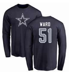 NFL Nike Dallas Cowboys #51 Jihad Ward Navy Blue Name & Number Logo Long Sleeve T-Shirt