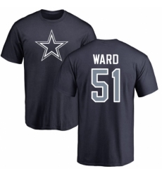 NFL Nike Dallas Cowboys #51 Jihad Ward Navy Blue Name & Number Logo T-Shirt
