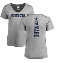NFL Women's Nike Dallas Cowboys #51 Jihad Ward Ash Backer V-Neck T-Shirt