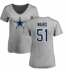 NFL Women's Nike Dallas Cowboys #51 Jihad Ward Ash Name & Number Logo Slim Fit T-Shirt