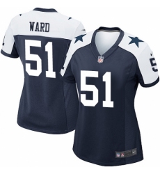 Women's Nike Dallas Cowboys #51 Jihad Ward Game Navy Blue Throwback Alternate NFL Jersey